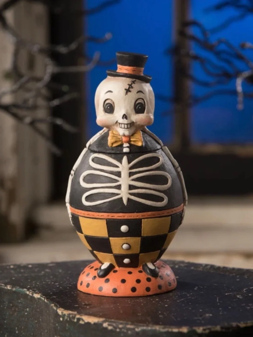 NEW Bethany Lowe Johanna Parker Silly Bones Spooks Jar Resin Halloween Skeleton
